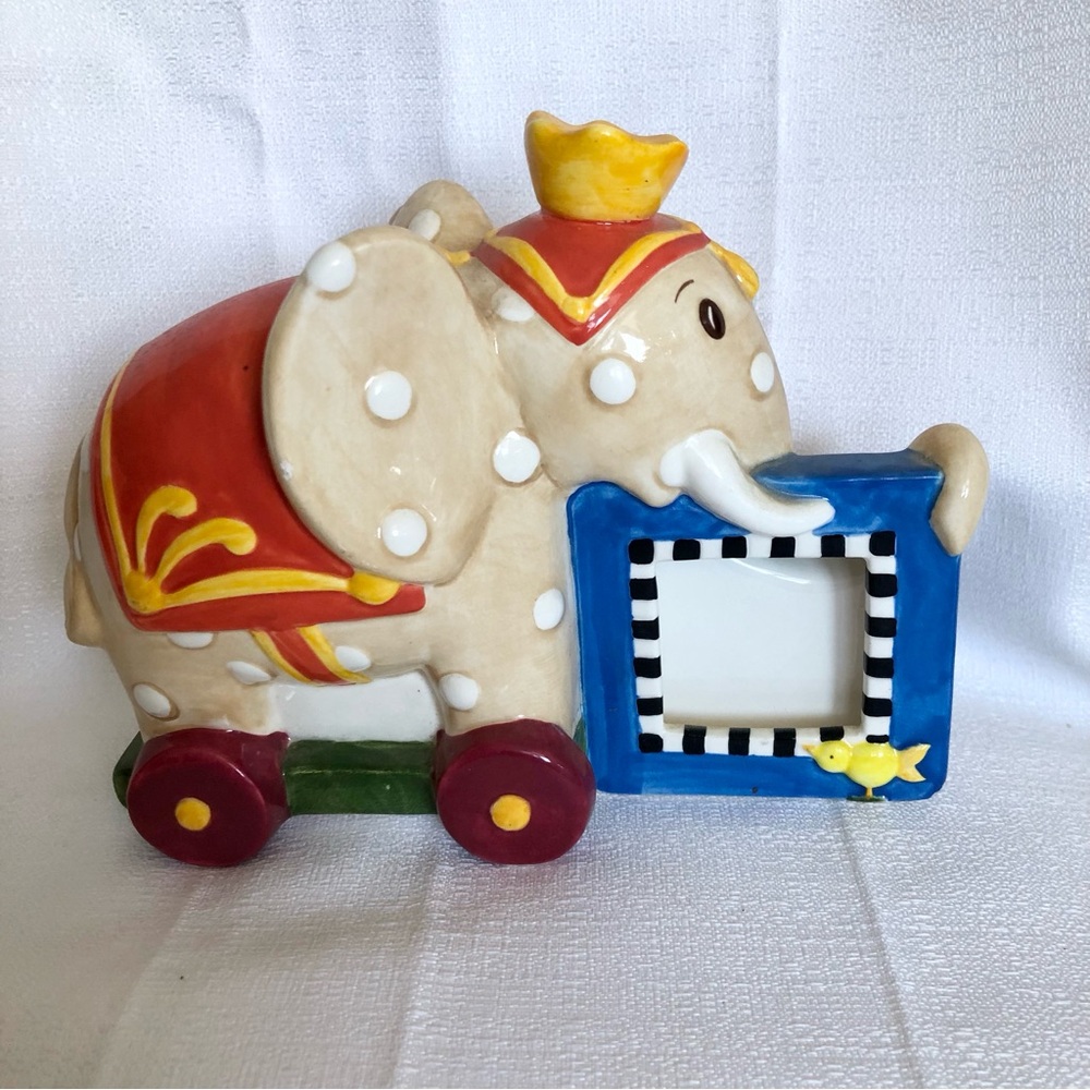 Mary Engelbreit ceramic circus elephant figure picture frame 5.5" x 7" vintage